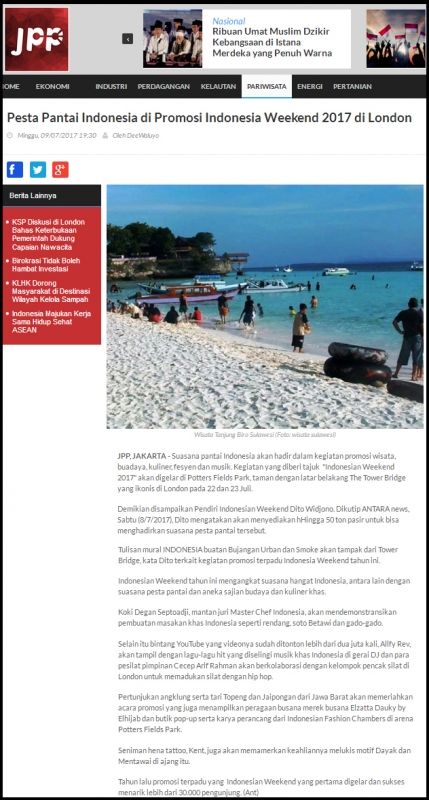 PESTA PANTAI INDONESIA DI PROMOSI WEEKEND 2017 DI LONDON