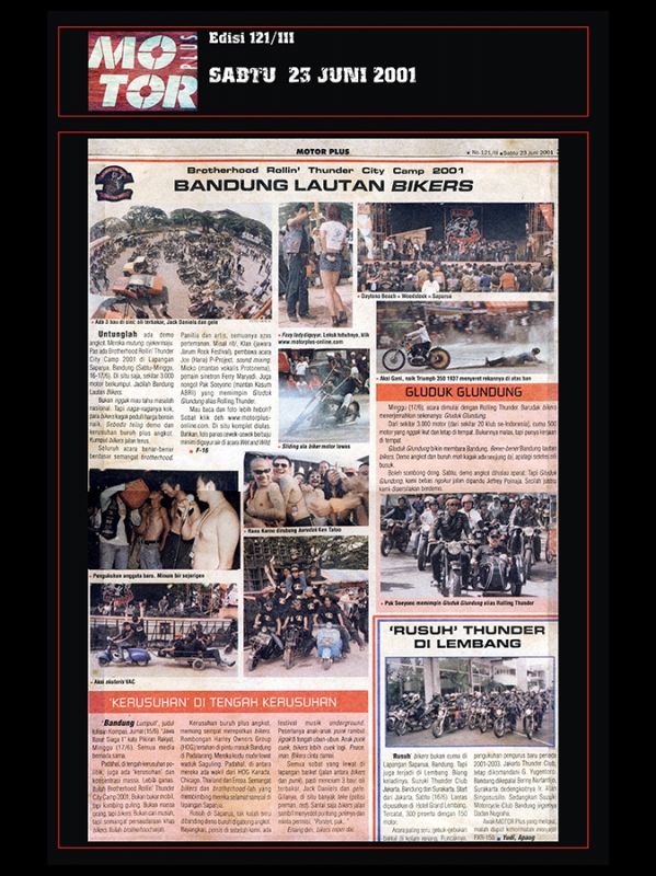 BROTHERHOOD ROLLIN THUNDER CITY CAMP. 2001 BANDUNG LAUTAN BIKERS