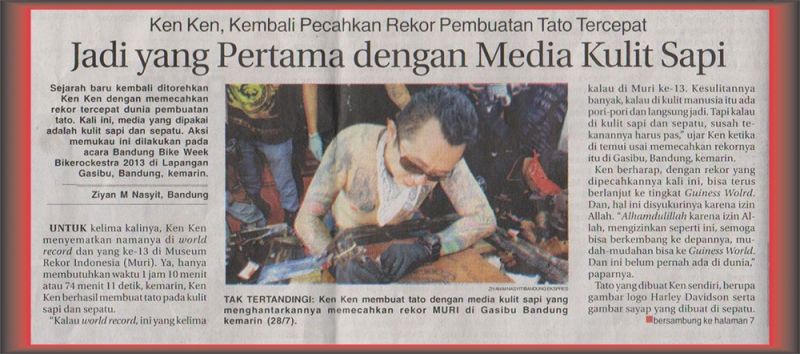 KEN KEN, KEMBALI PECAHKAN REKOR PEMBUATAN TATO TERCEPAT