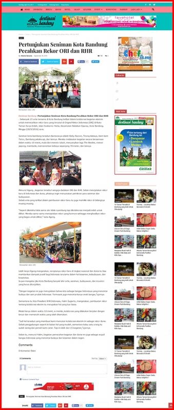 PERTUNJUKAN SENIMAN KOTA BANDUNG PECAHKAN REKOR ORI DAN RHR