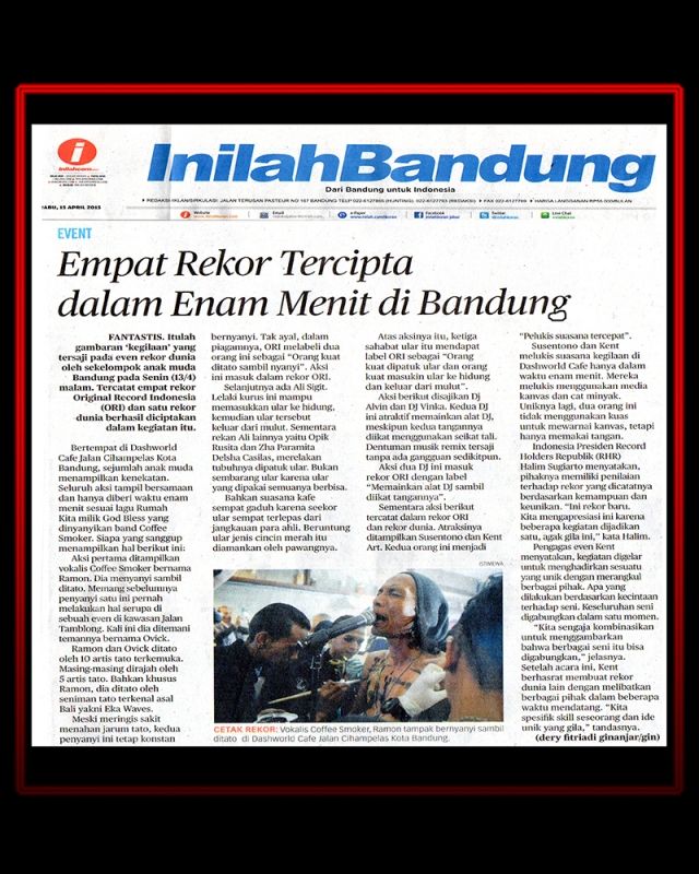 EMPAT REKOR TERCIPTA DALAM ENAM MENIT DI BANDUNG